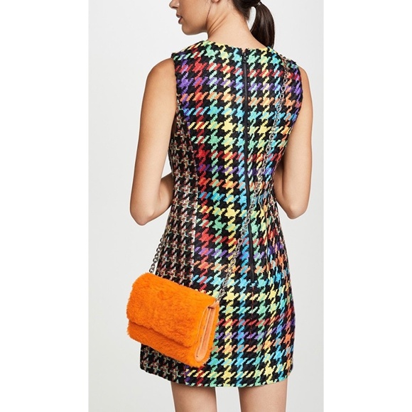 Alice + Olivia Colin Colorful Houndstooth Crewneck Sleeveless Short Mini Dress - Picture 14 of 16